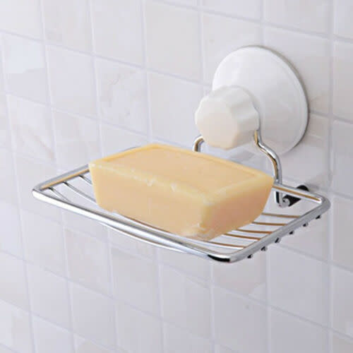 Stainless Steel Wall-mount Strong Vacuum Suction Cup Bath Soap Dish Holder Rack