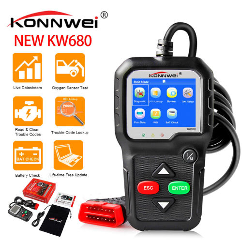 OBD2 Diagnostic Scanner Tool Car Code Reader EOBD Engine Fault Scan 2.4 KW680