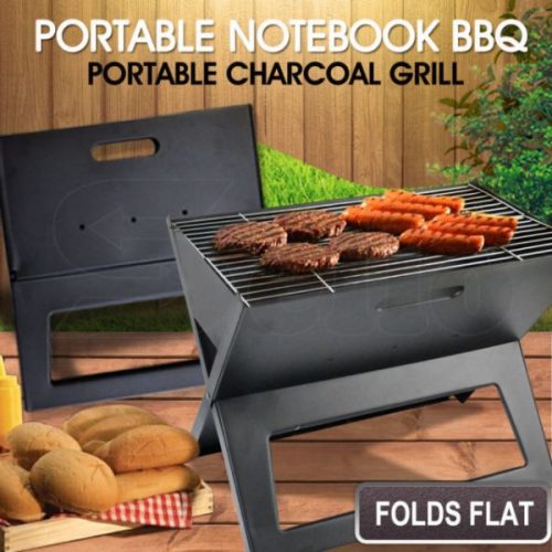 Portable Charcoal BBQ Grill Notebook Design in Black