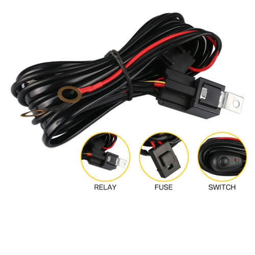 Wiring Harness LED Light Bar 40Amp 12V Relay Fuse ON-Off Switch 2 Lead