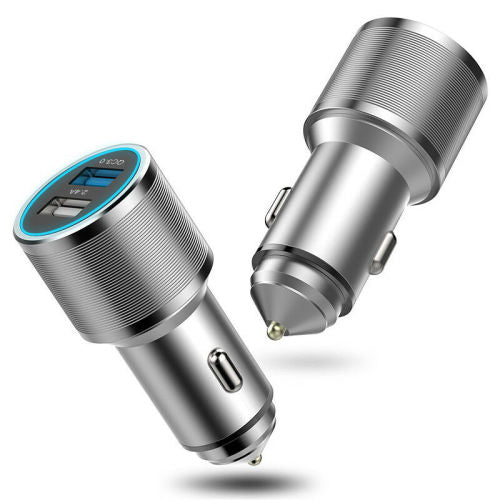 2 Dual USB Fast Car Charger Aluminum Alloy Charger