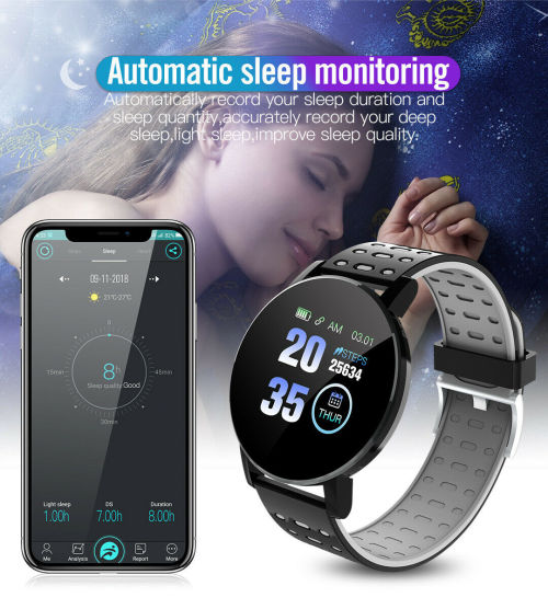 119plus Smart Bracelet Fitness Tracker Heart Rate Blood Pressure Monitor watch