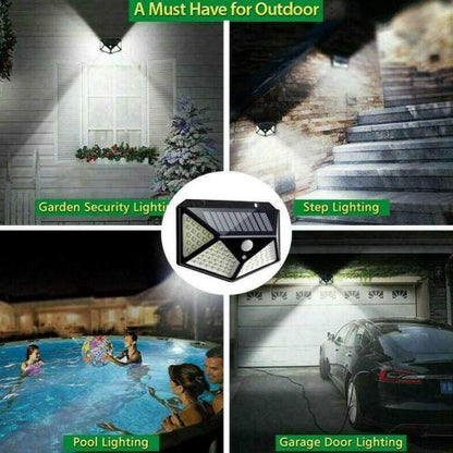 100 LED Outdoor Solar Power Wall Lights PIR Motion Sensor Garden Security