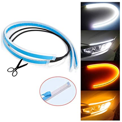 2pcs thin Car Led Hose Light Guide Strip Daytime Light Turn Signal Lamp