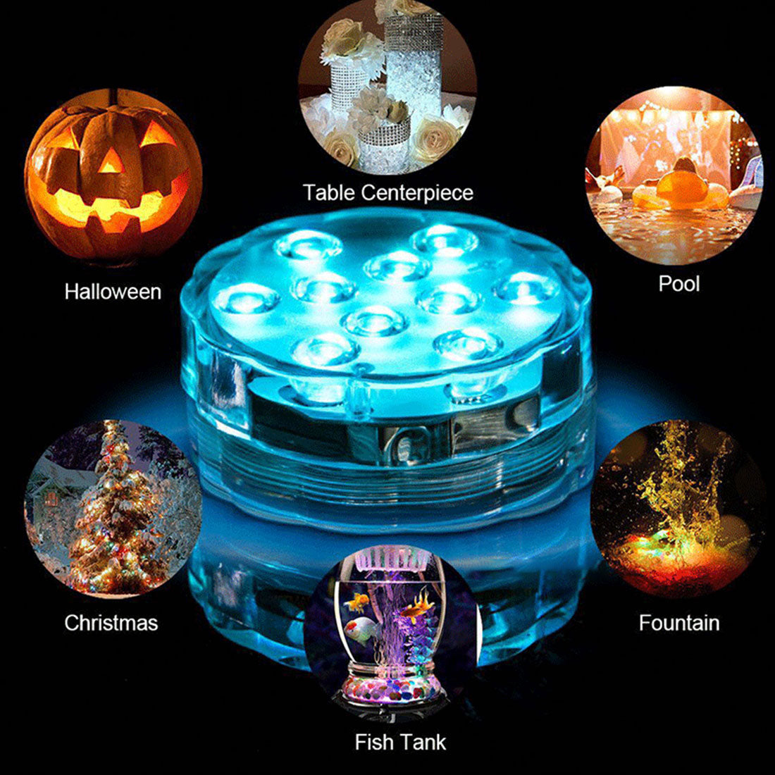 10LED RGB Submersible Waterproof Pool Wedding Party Vase Light +Remote Control