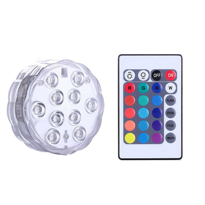 10LED RGB Submersible Waterproof Pool Wedding Party Vase Light +Remote Control