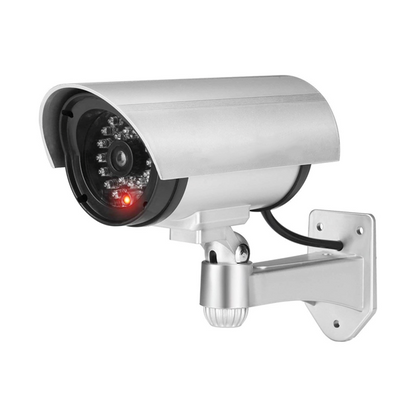 Fake Dummy Security CCTV Camera IR LED Outdoor Silver Surveillance