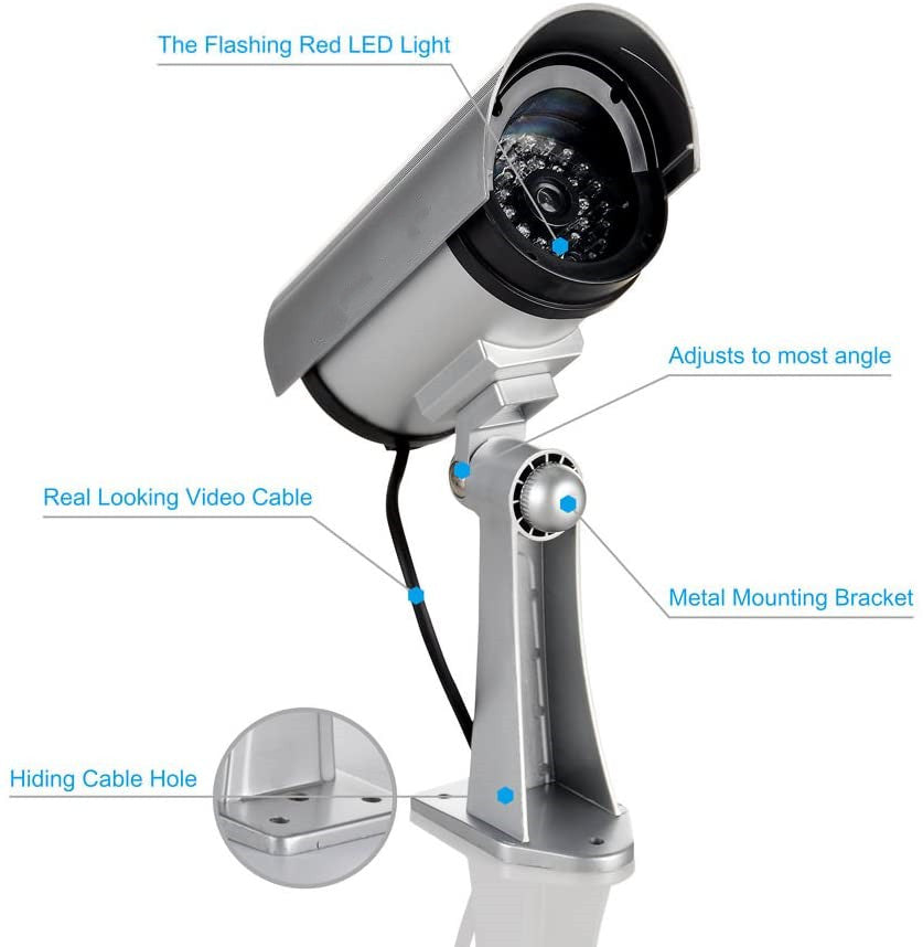 Fake Dummy Security CCTV Camera IR LED Outdoor Silver Surveillance